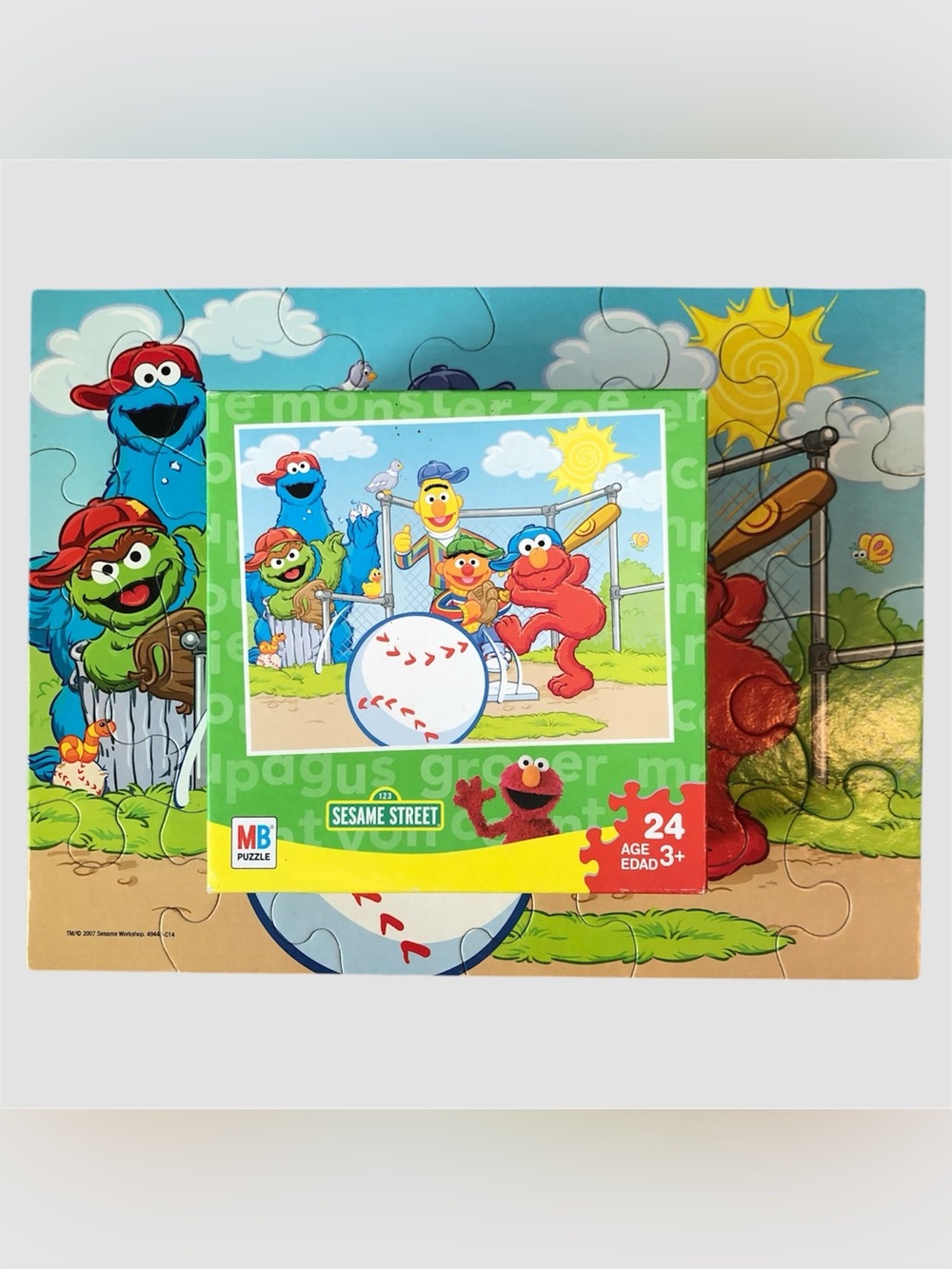 MB Sesame Street Baseball Jigsaw Puzzle 24 Piece Milton Bradley Complete
